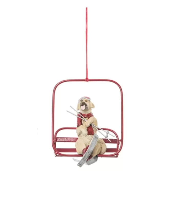 Boutique de Noël Loisirs & Professions*Resin Ornament, Dog On Chair Lift