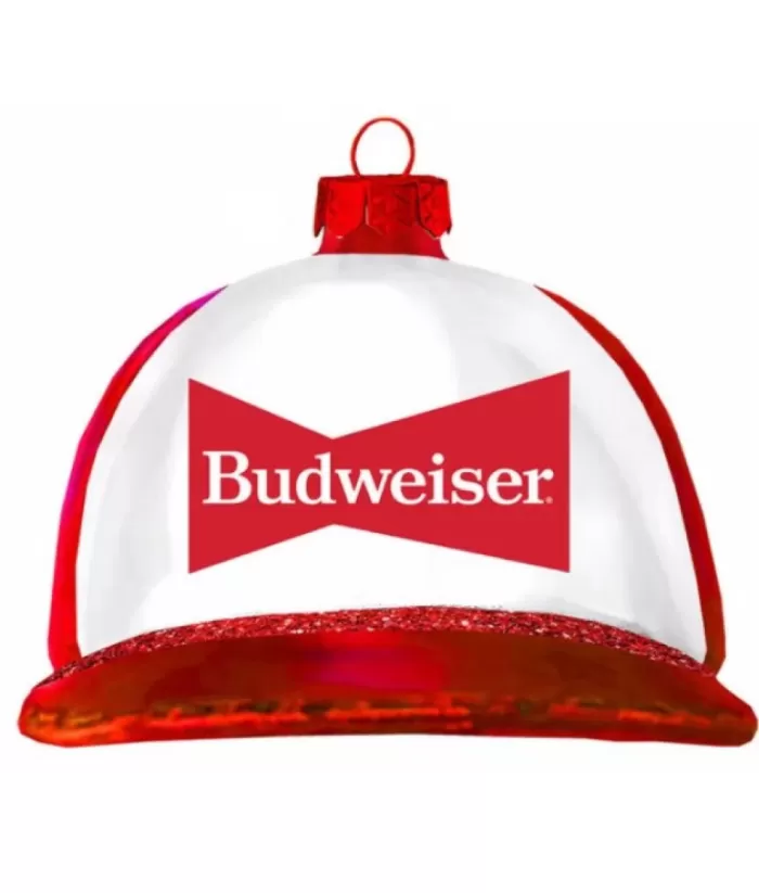 Boutique de Noël Resin Ornament, Red And White Budweiser Hat