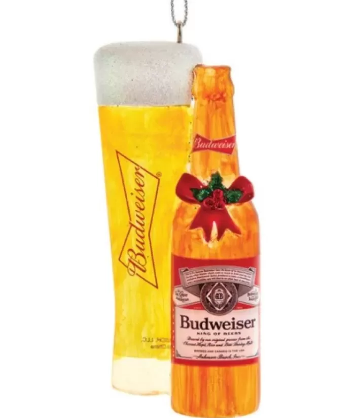 Boutique de Noël Resin Ornament, Tall Glass Of Budweiser With Bottle