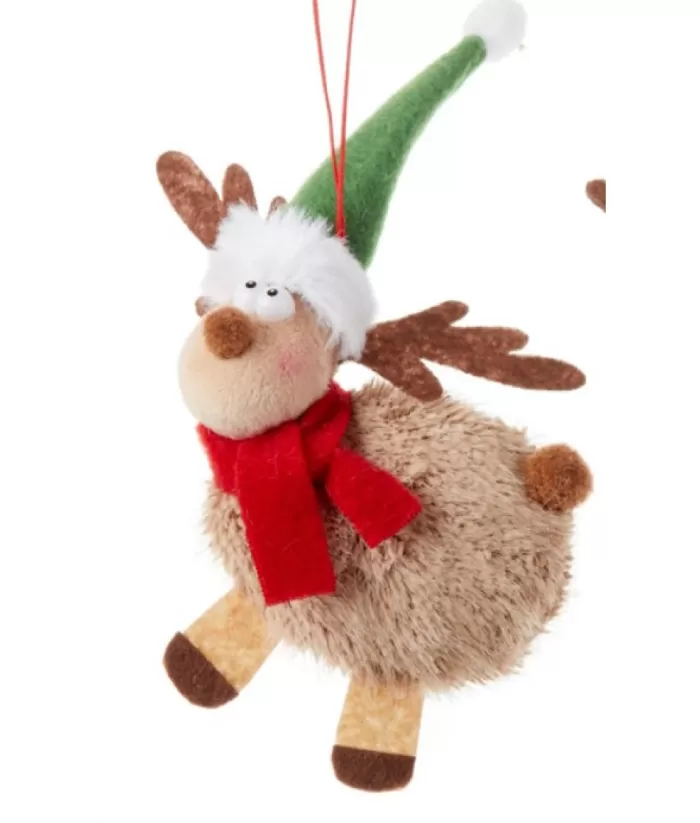 Boutique de Noël Round Wooly Fabric Moose Ornament