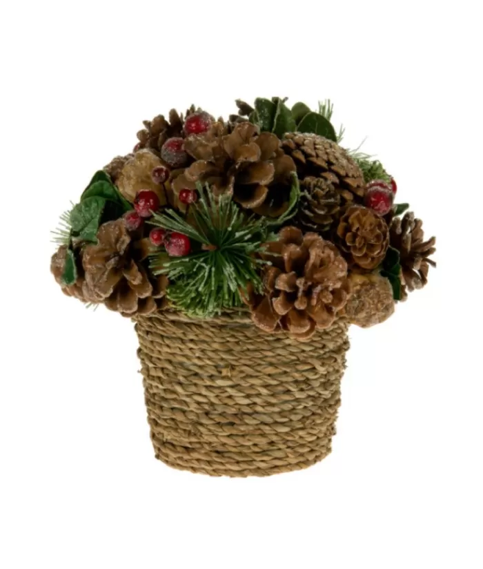 Boutique de Noël Branches & Feuillages*Rustic Pot With Pinecones