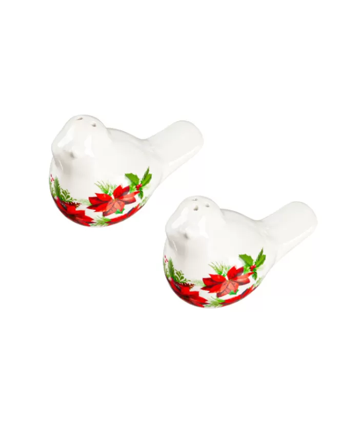 Boutique de Noël Vaisselles De Noël*Salt And Pepper Shaker Set, Poinsetta Design