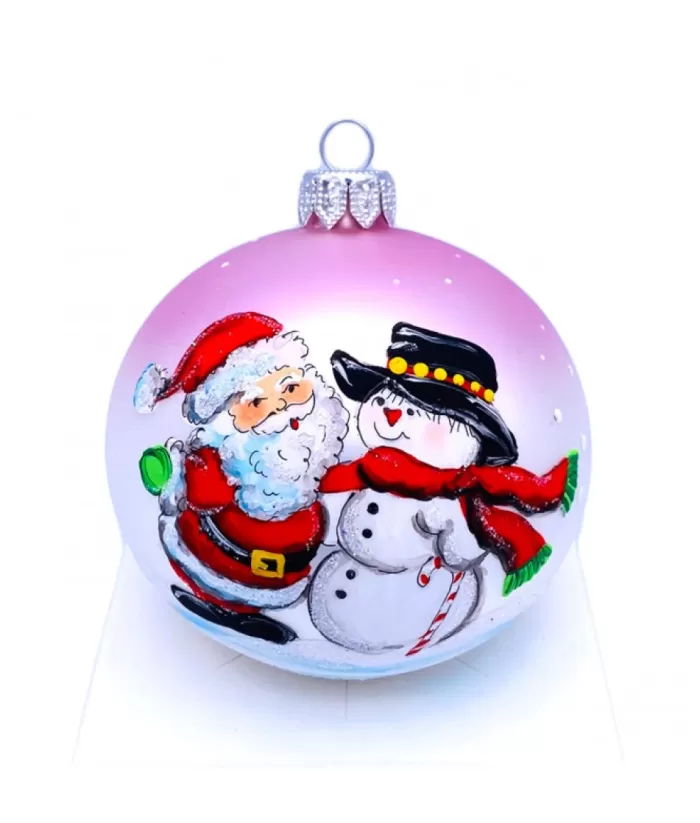 Boutique de Noël Santa Claus And Snowman Glass Ornament