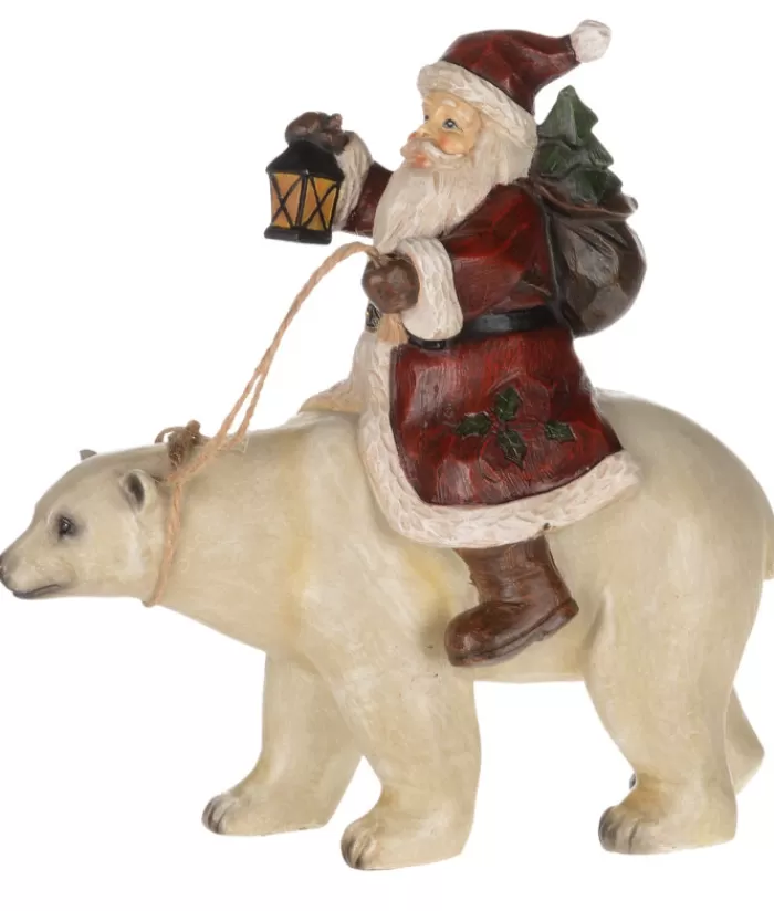 Boutique de Noël Anges & Père Noël*Santa Riding A Polar Bear, 8.5" Tall