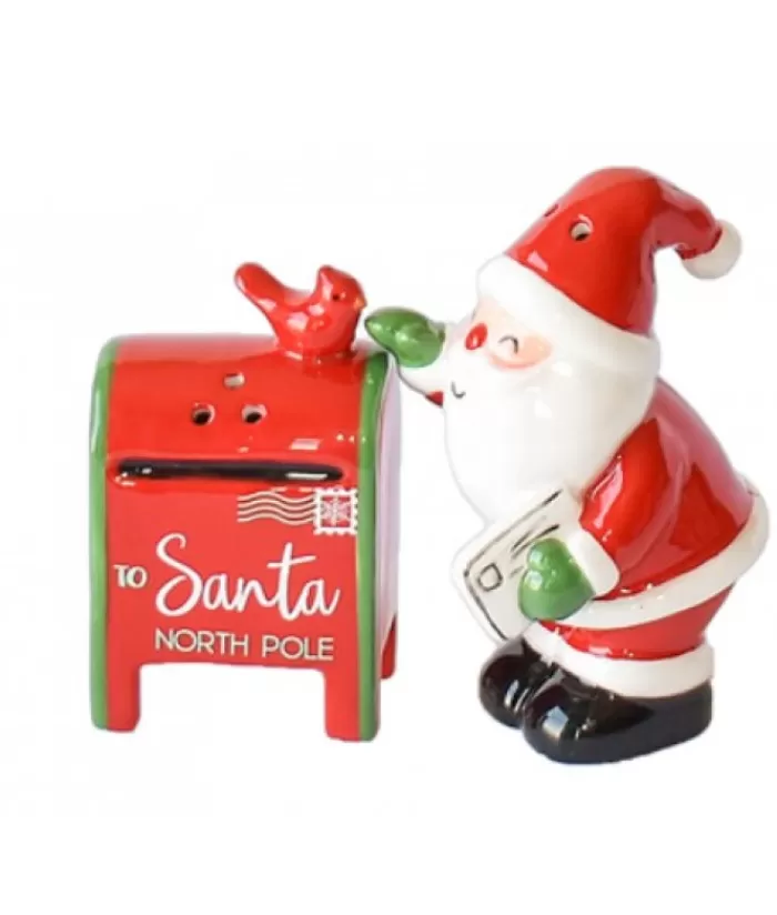 Boutique de Noël Vaisselles De Noël*Santa With Mailbox Salt And Pepper Mailbox