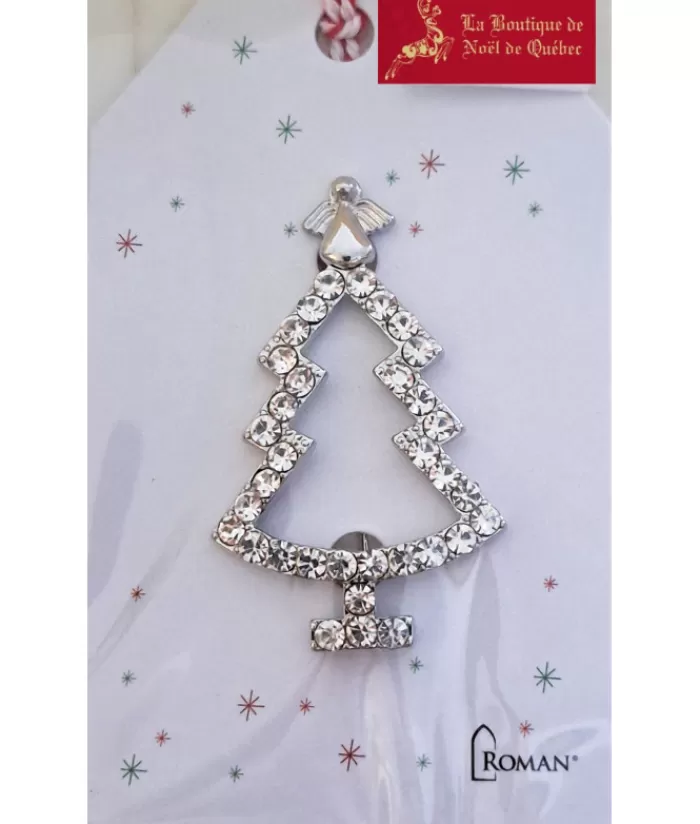 Boutique de Noël Bijoux*Shiny Metal And Glass Tree Shaped Festive Brooch