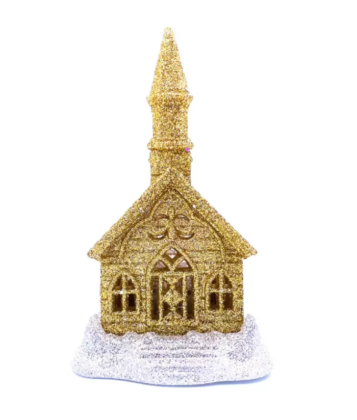 Boutique de Noël Divers*Silver And Gold Led Church Ornament