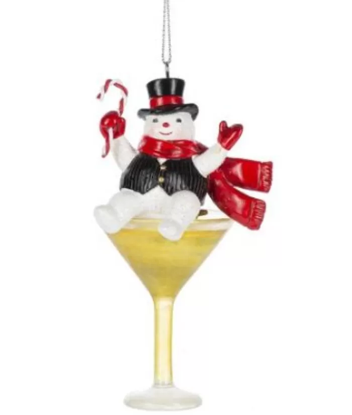 Boutique de Noël Bonhommes De Neige*Snowman Bartender, Happy Hour, Ornament , Martini Glass