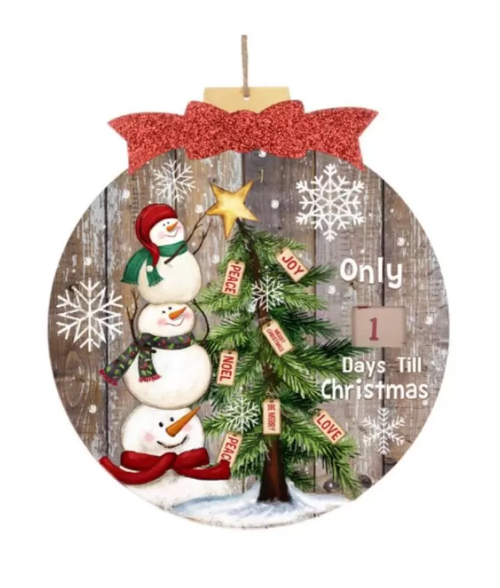 Boutique de Noël Snowman Countdown Door Hanging Sign