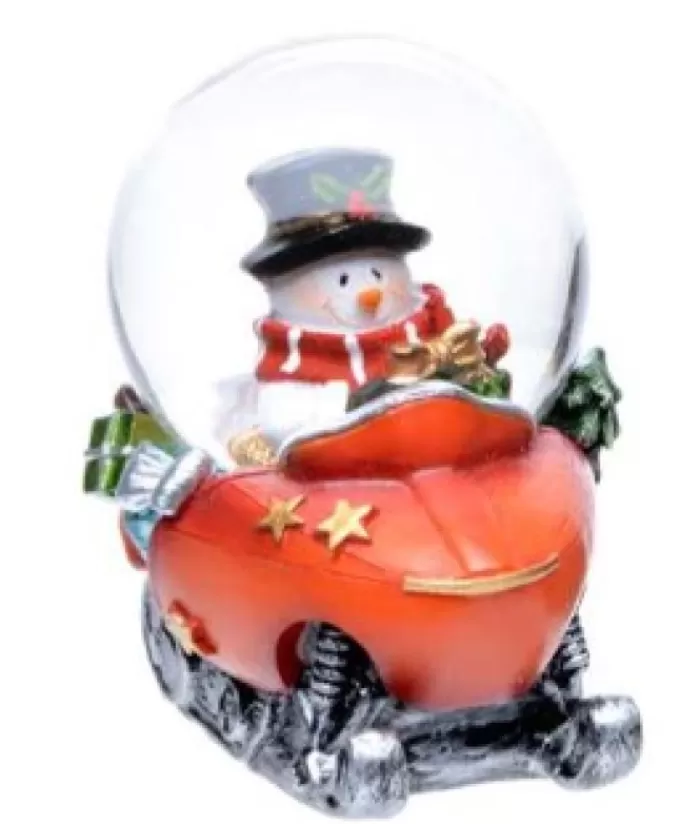 Boutique de Noël Boules De Neige*Snowman On Red Snowmobile Mini-Snowglobe