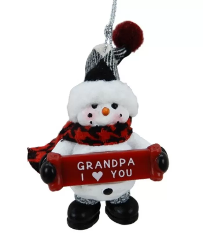 Boutique de Noël Bonhommes De Neige*Snowman With Banner, Message, "Grandpa I Love You ", Ornament