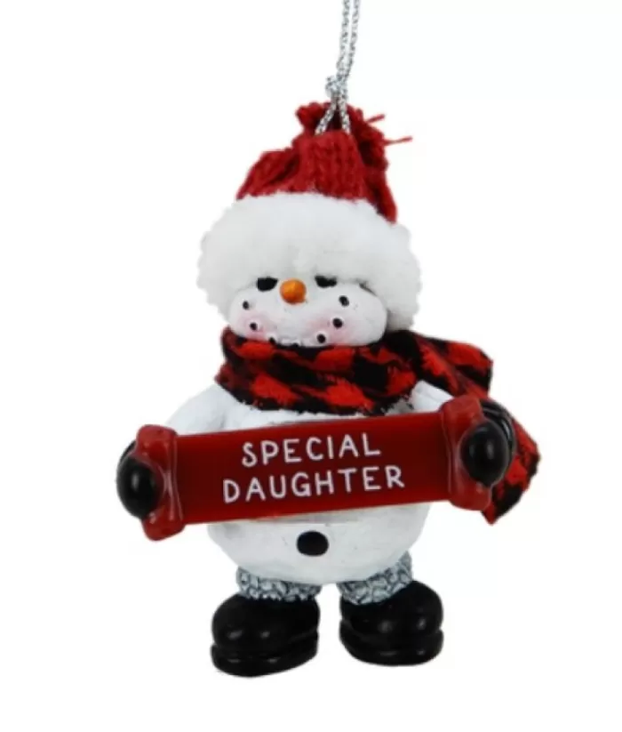 Boutique de Noël Snowman With Banner, Message, "Special Daughter", Ornament