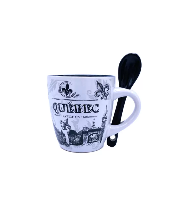 Boutique de Noël Vaisselle Souvenirs*Souvenir Of Québec Mug, With Spoon