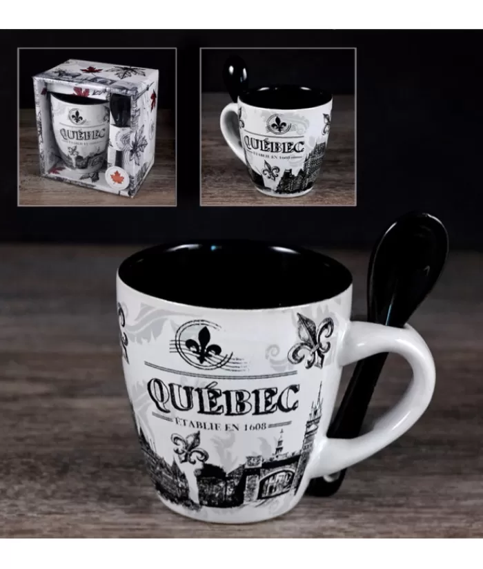 Boutique de Noël Vaisselle Souvenirs*Souvenir Of Québec Mug, With Spoon