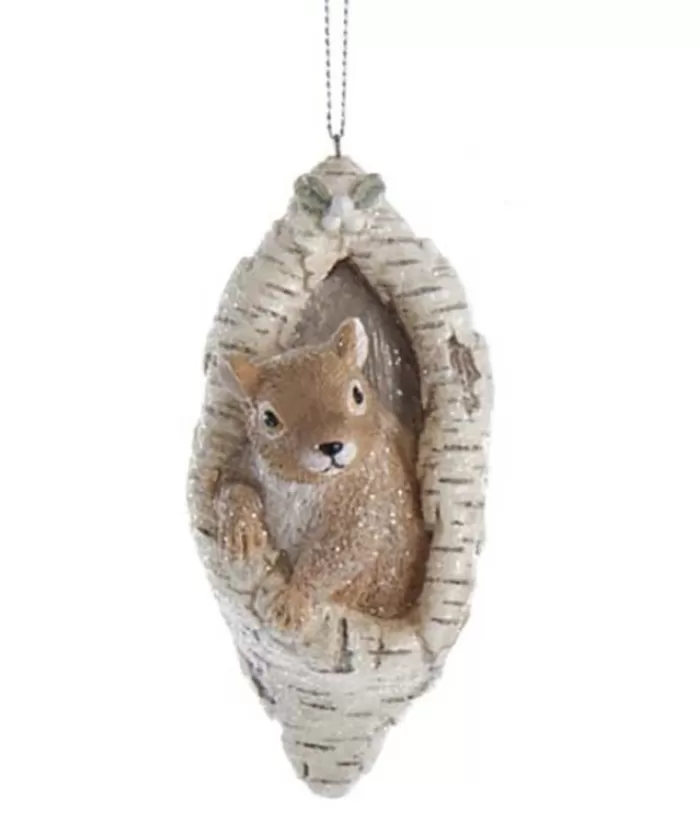 Boutique de Noël Animaux*Squirrel In Bark Tree Ornament