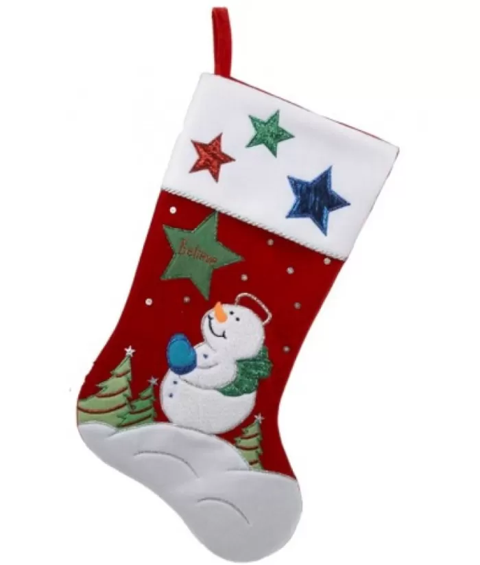 Boutique de Noël Stocking With Snowman And Stars