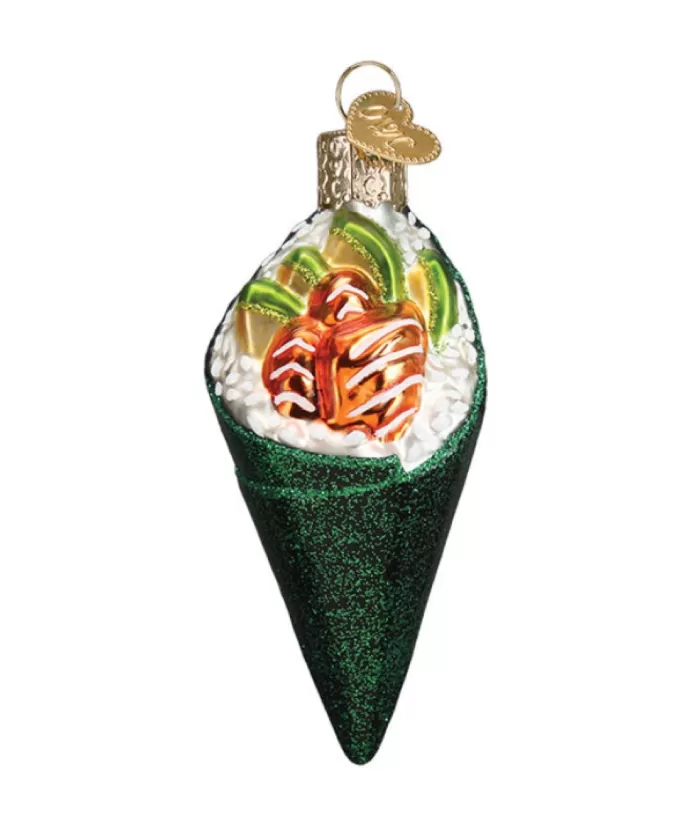 Boutique de Noël Sushi Hand Roll Glass Ornament