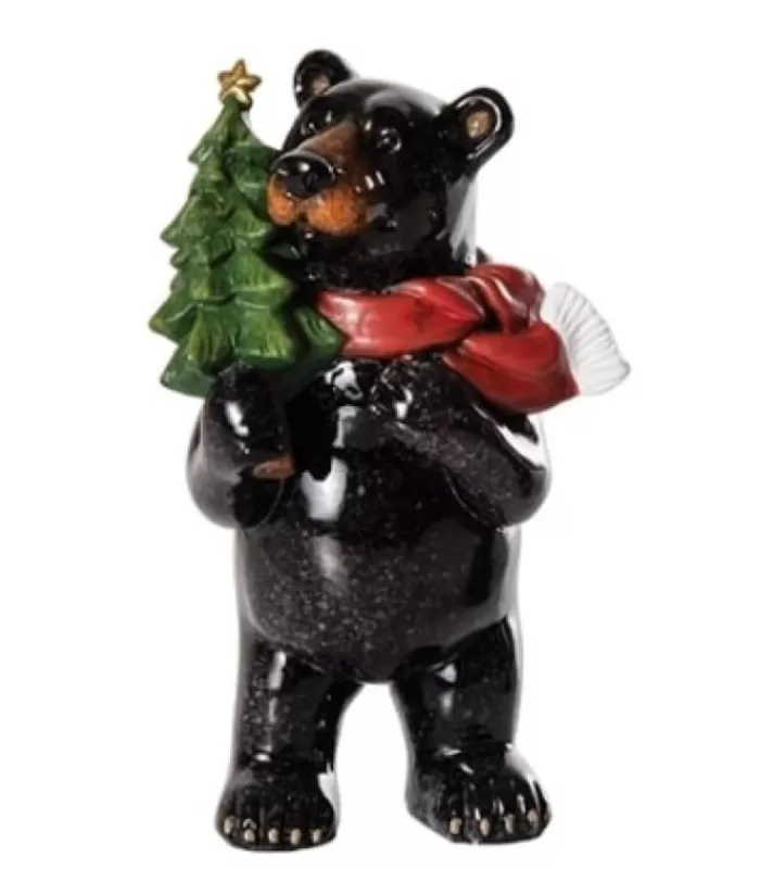 Boutique de Noël Table Ornament, Bear Figurine In Ceramic.