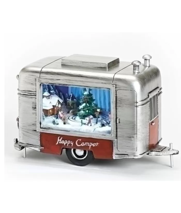 Boutique de Noël Table Piece, Airstream Style Caravan, Musical, Animated, Led Lighting