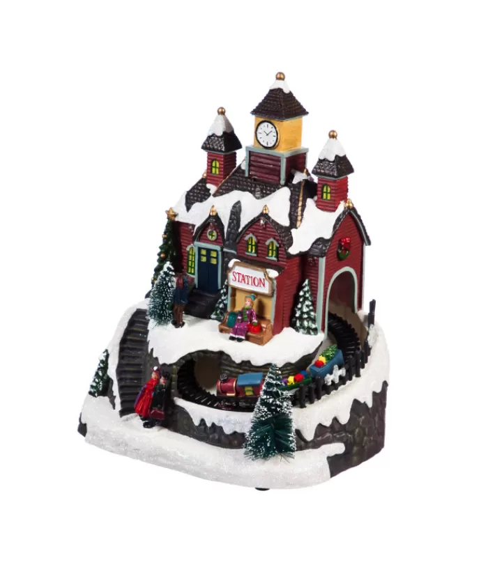 Boutique de Noël Produits Usb & Del*Table Piece, Animated Mountain Train Station, Led Lighting.