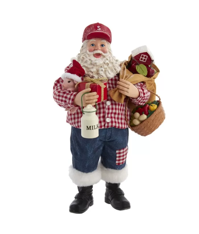 Boutique de Noël Table Piece, Farmer Santa Claus, Measures 10.5 Inches