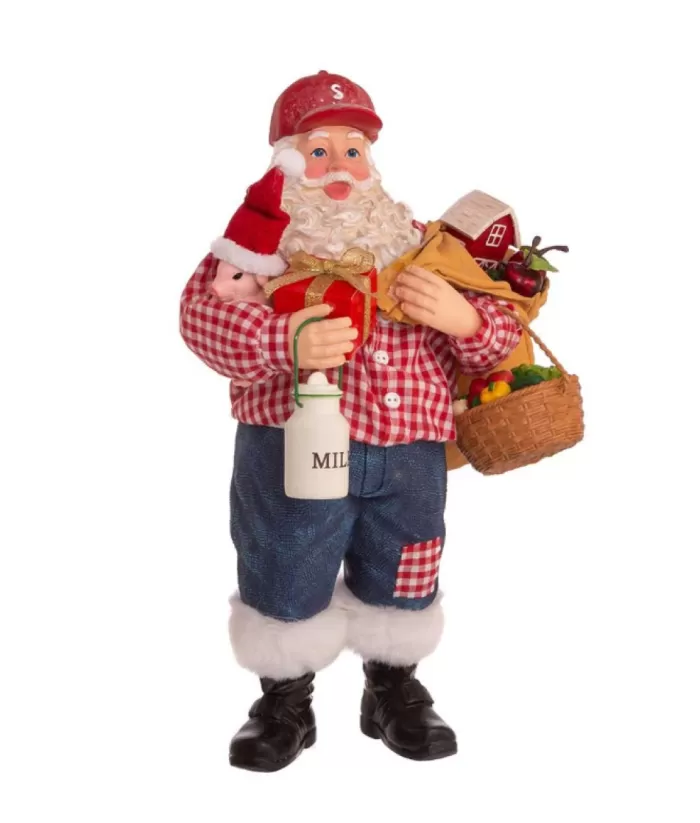 Boutique de Noël Table Piece, Farmer Santa Claus, Measures 10.5 Inches