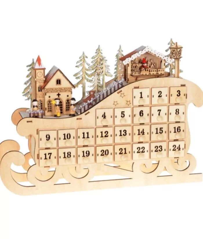 Boutique de Noël Table Piece, Ornament, Wooden Advent Calendar