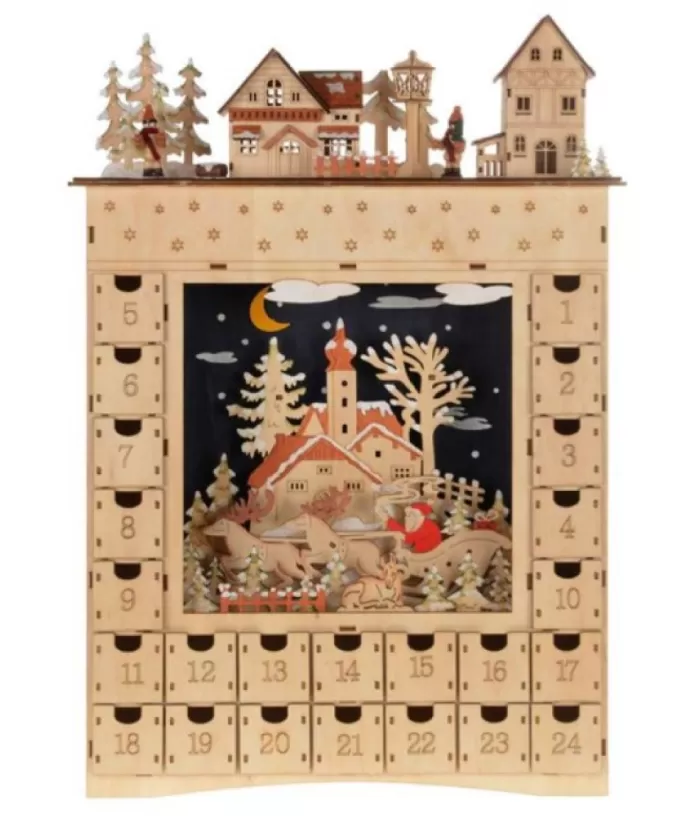 Boutique de Noël Table Piece, Ornament, Wooden German Style Advent Calendar