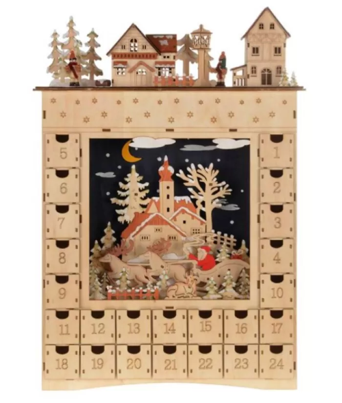 Boutique de Noël Produits Usb & Del*Table Piece, Ornament, Wooden German Style Advent Calendar