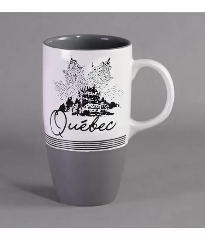 Boutique de Noël Vaisselle Souvenirs*Tall Souvenir Mug, Maple Leaf And Chateau Frontenac Pattern.