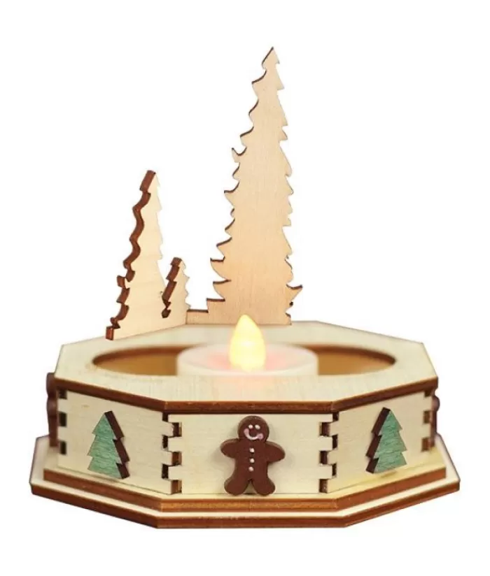 Boutique de Noël Produits Usb & Del*Tealight Holder In Wood, Led Lighting