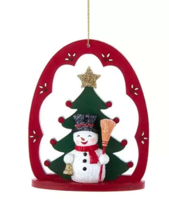 Boutique de Noël Traditional German Red Arch, With Snowman. Tree Ornament