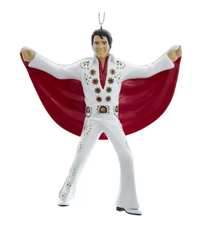Boutique de Noël Tree Decor, Elvis , The King Of Rock And Roll, In White Jumpsuit And Red Cape