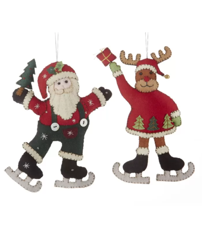 Boutique de Noël Sports*Tree Ornament, Felt Fabric Skating Santa