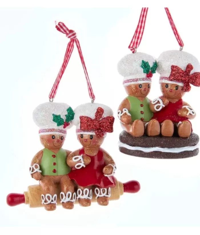 Boutique de Noël Pains D'épices & Bonbons*Tree Ornament, Gingerbread Couple On Cookie