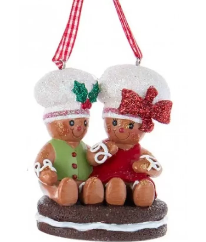 Boutique de Noël Tree Ornament, Gingerbread Couple On Cookie