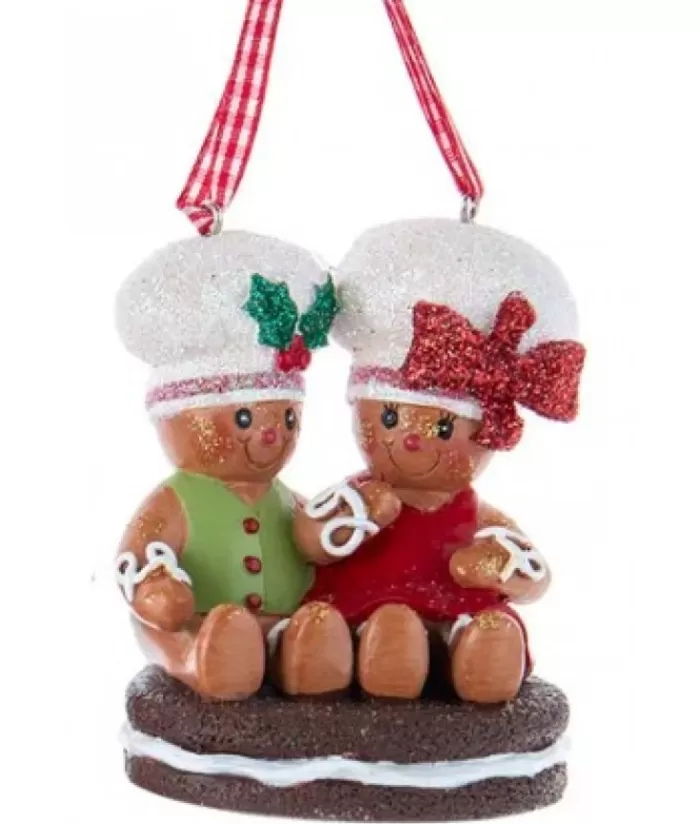 Boutique de Noël Pains D'épices & Bonbons*Tree Ornament, Gingerbread Couple On Cookie