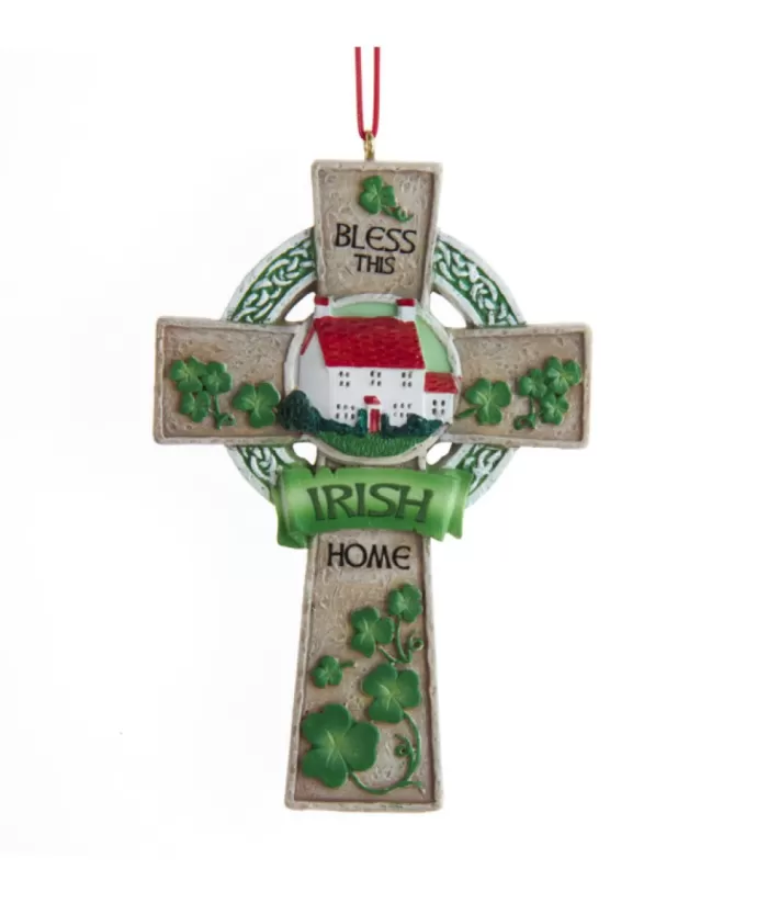 Boutique de Noël Tree Ornament, Irish Celtic Cross, With Irish Blessing