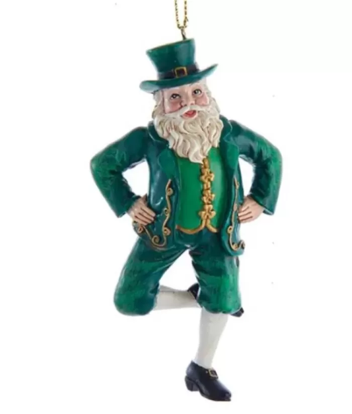 Boutique de Noël Tree Ornament, Irish Santa Dancing A Jig