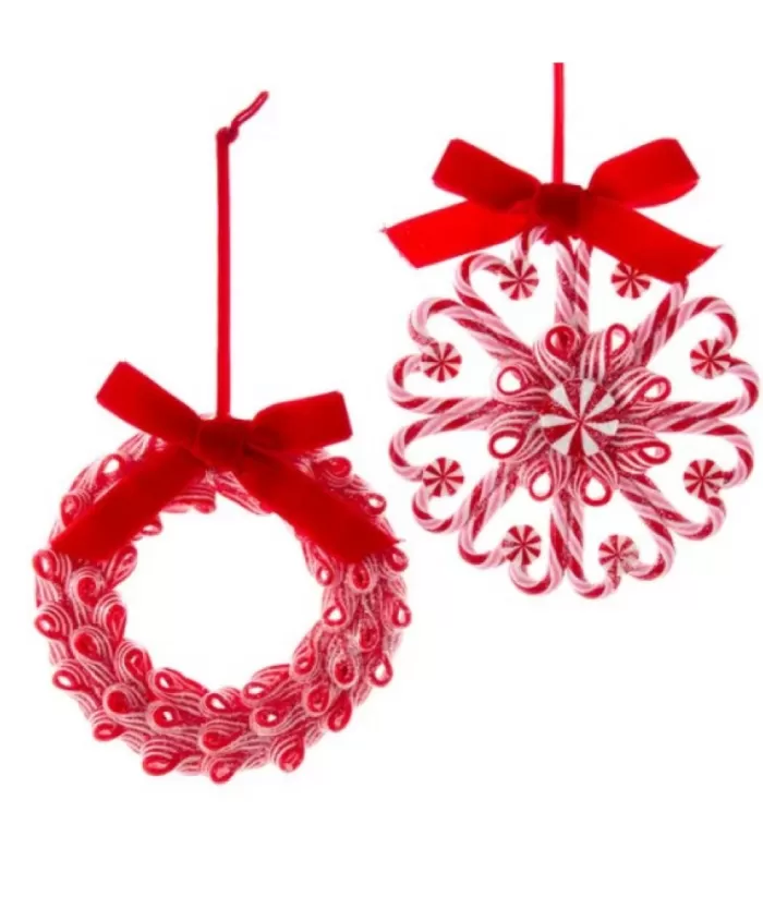 Boutique de Noël Tree Ornament, Peppermint Candy Cane Wreath