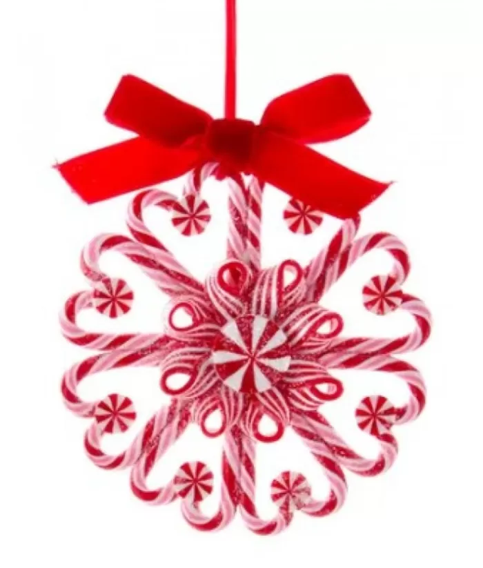 Boutique de Noël Tree Ornament, Peppermint Candy Cane Wreath