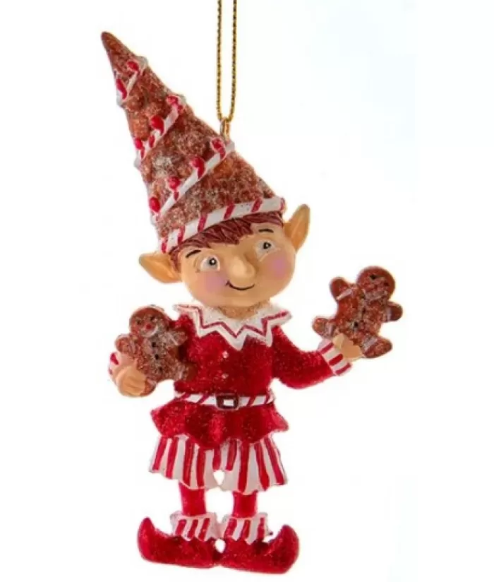 Boutique de Noël Nourriture & Breuvages*Tree Ornament, Peppermint Elf With Cookies