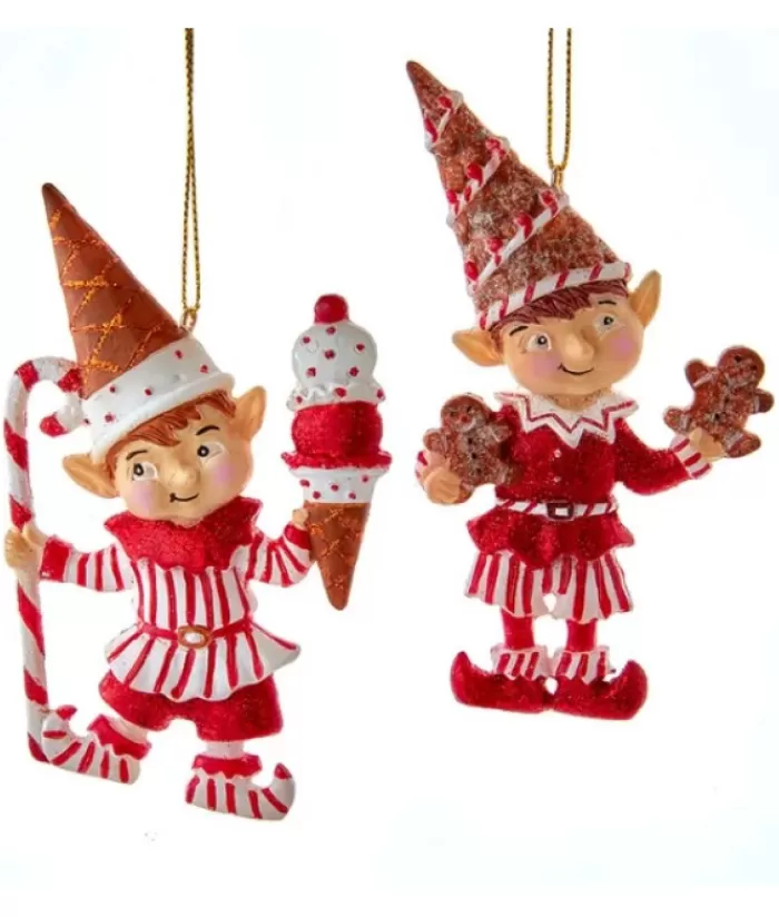 Boutique de Noël Nourriture & Breuvages*Tree Ornament, Peppermint Elf With Cookies