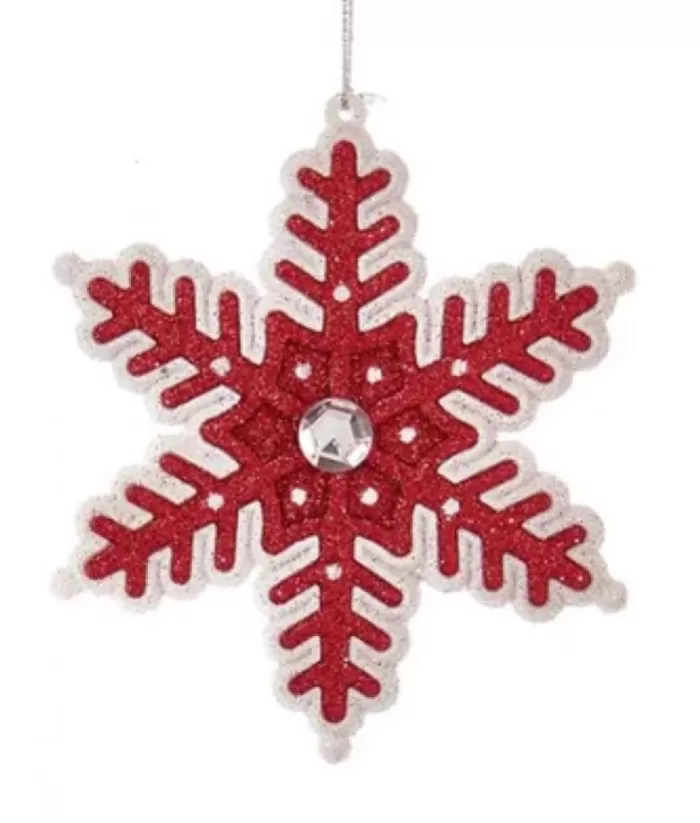 Boutique de Noël Tree Ornament, Red And White Candy Cane Snowflake