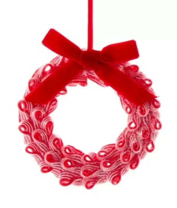 Boutique de Noël Tree Ornament, Red Peppermint Wreath