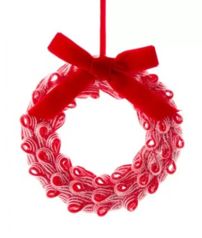 Boutique de Noël Pains D'épices & Bonbons*Tree Ornament, Red Peppermint Wreath