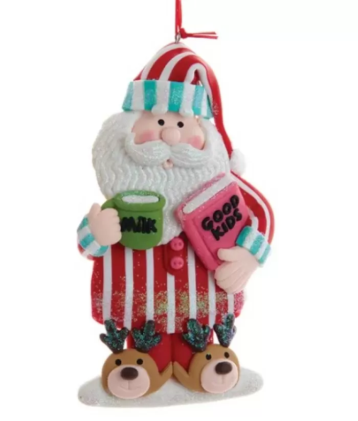 Boutique de Noël Pains D'épices & Bonbons*Tree Ornament, Santa In Candy Cane Pajamas