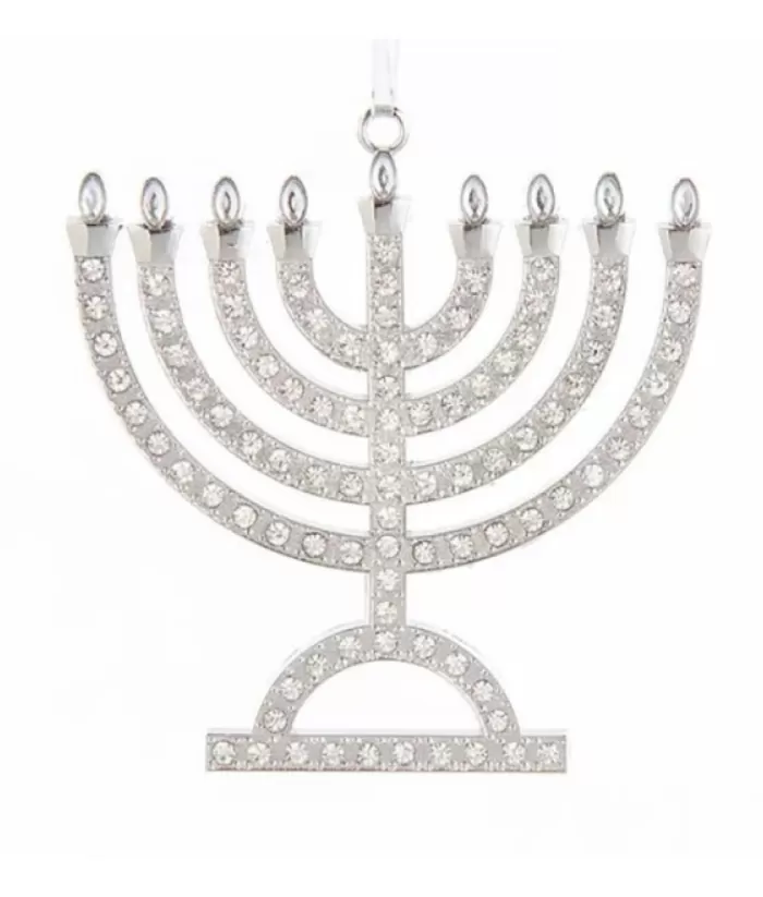 Boutique de Noël Tree Ornament, Silver Hanukkah Menorah