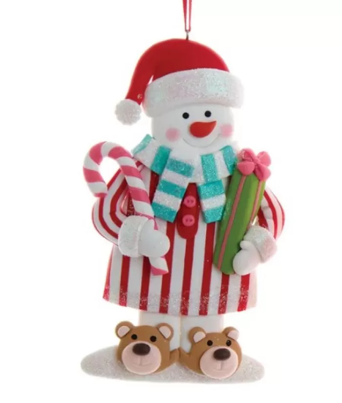 Boutique de Noël Pains D'épices & Bonbons*Tree Ornament, Snowman In Candy Cane Pajamas