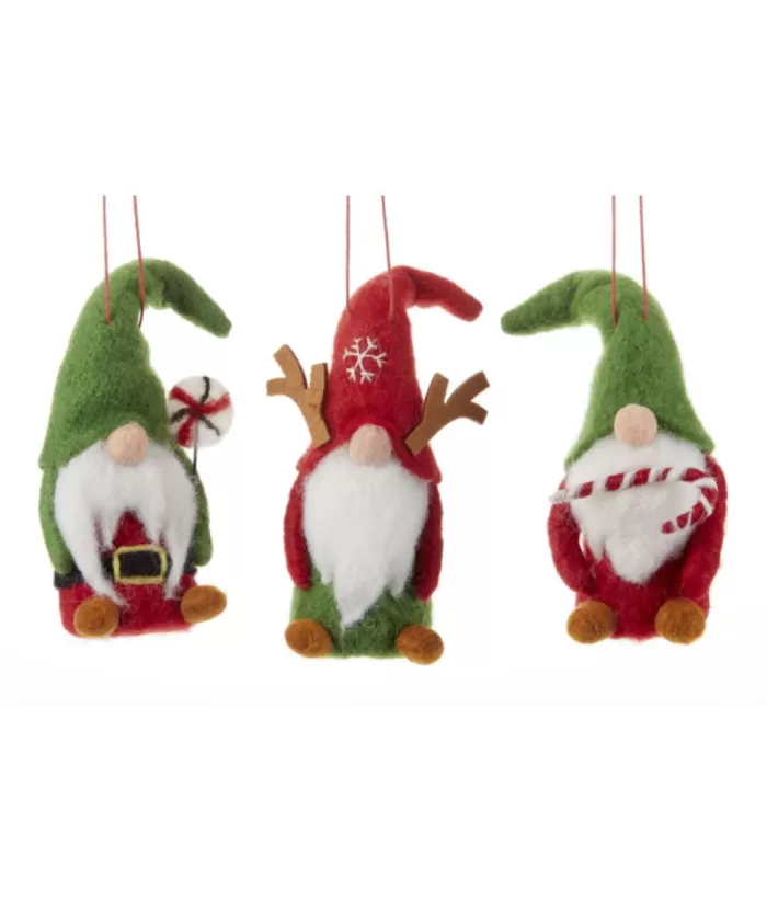 Boutique de Noël Tree Ornament, Woolen Gnome With A Candy Cane